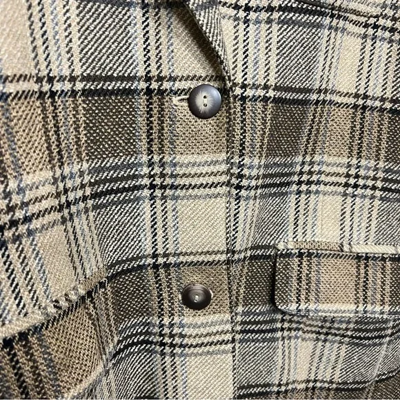 90’s Vintage Liz Claiborne Plaid Structured Wool Blend Blazer Tan Brown Size 12 - Picture 6 of 12